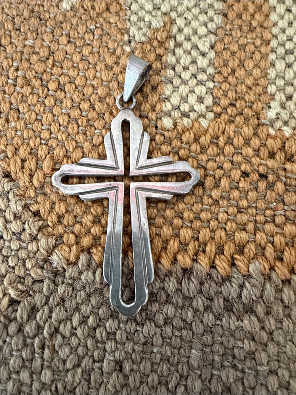 Large heavy Sterling cross pendant